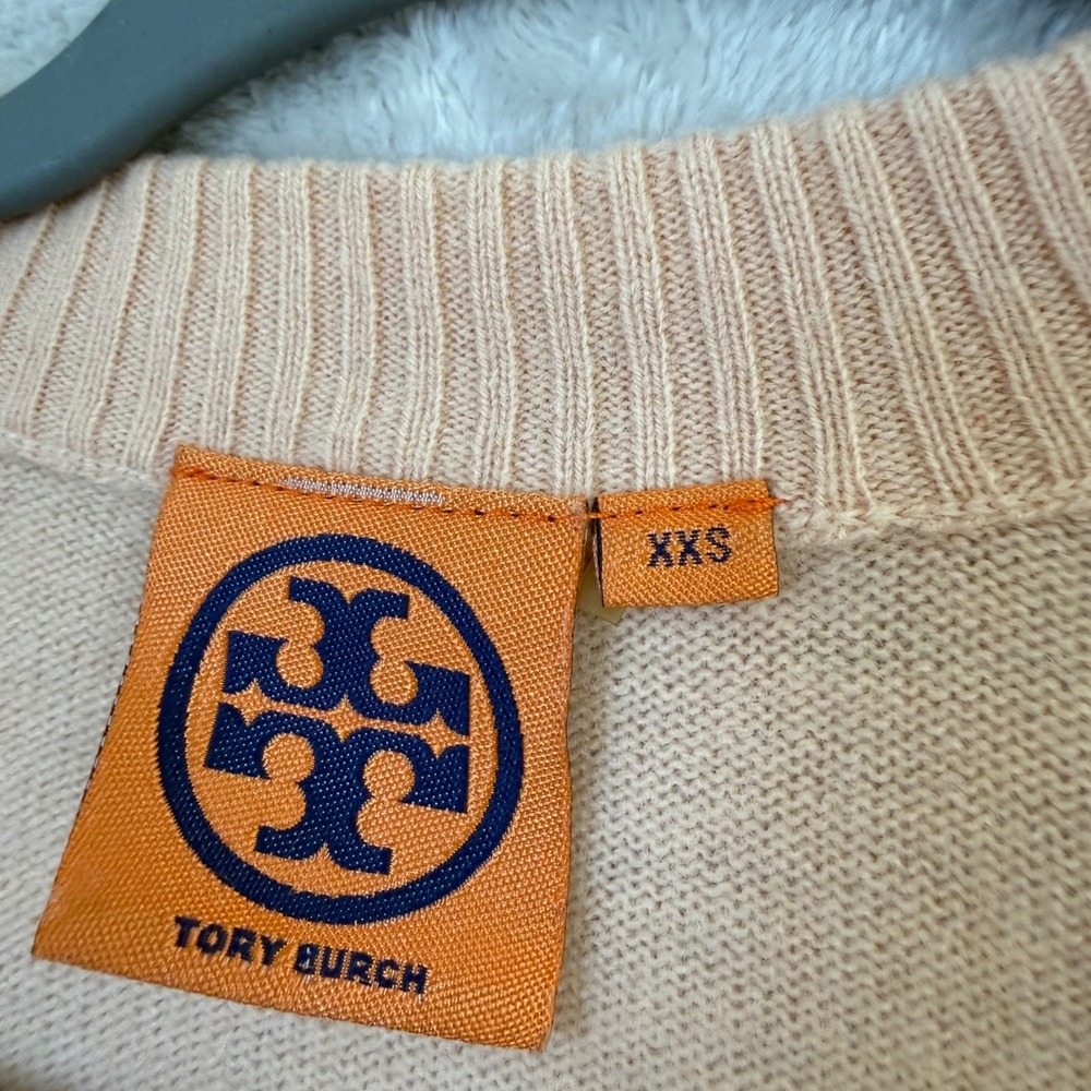 Tory Burch Simone 100% Cashmere Cardigan Womens XXS Pink Quiet Luxury Old Money - Picture 6 of 9